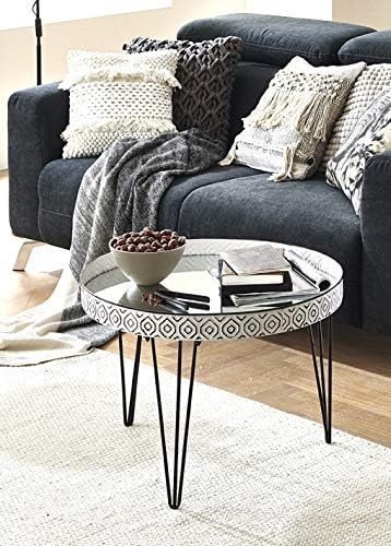 HAKU Möbel Couchtisch, Metall, schwarz-weiss, Ø 65 x H 46 cm Ø: 65 x 46 cm Schwarz-weiss, Ø: 65 x 46