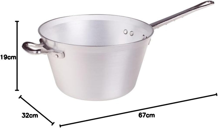 Pentole Agnelli Kessel für Polenta, aus Aluminium, mit Griff und Griff aus Edelstahl, Silber 32 cm S