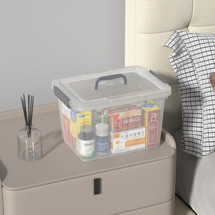 Neadas 6 Stück Durchsichtige Aufbewahrungsbox mit Verriegelung, 10 L Transparente Aufbewahrungsbox a