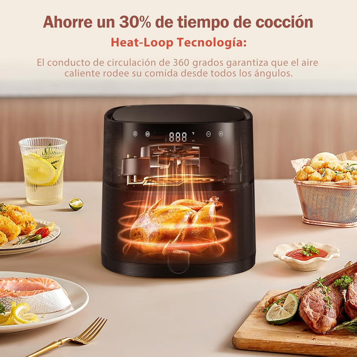 Airfryer 4L, Heissluftfritteuse mit Sichtfenster, Fritteuse ohne Öl mit Shake-Reminder, Antihaftbesc