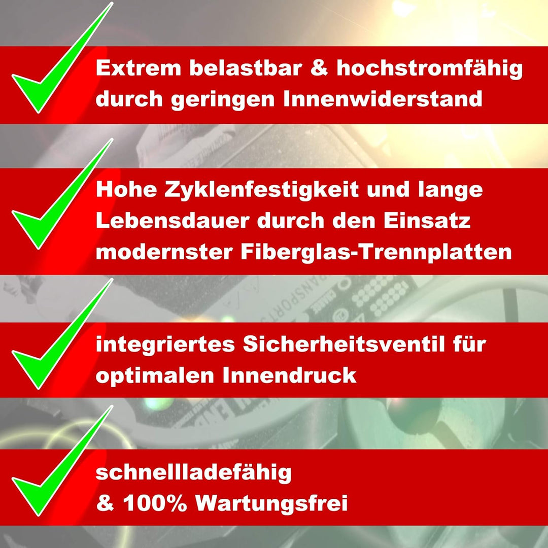kraftmax Industrial Pro Bleiakku [ 12V / 18Ah ] AGM Hochleistungs- Blei Akku der Neusten Generation