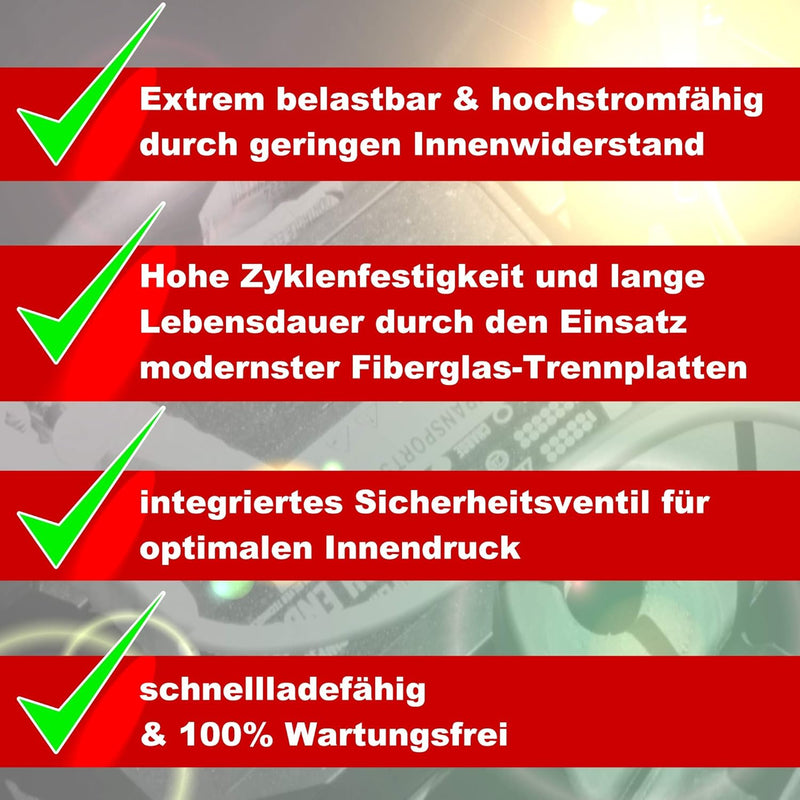 kraftmax Industrial Pro Bleiakku [ 12V / 18Ah ] AGM Hochleistungs- Blei Akku der Neusten Generation