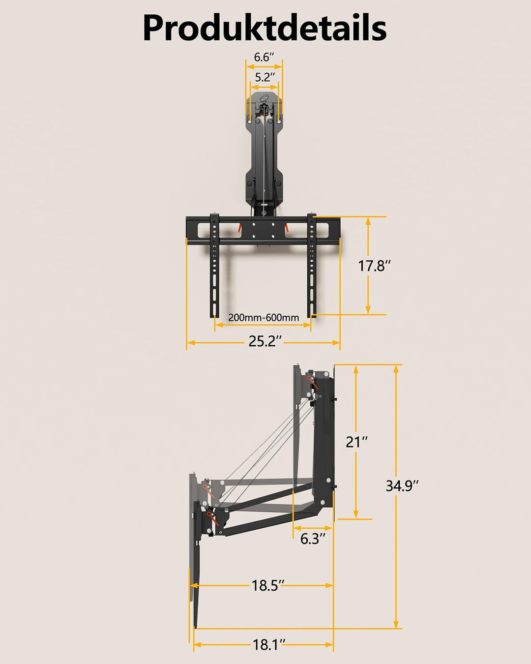 FORGING MOUNT Elektrisch TV Wandhalterung für 32-85 Zoll Fernseher bis 40kg, Motorisierte TV Wandhal