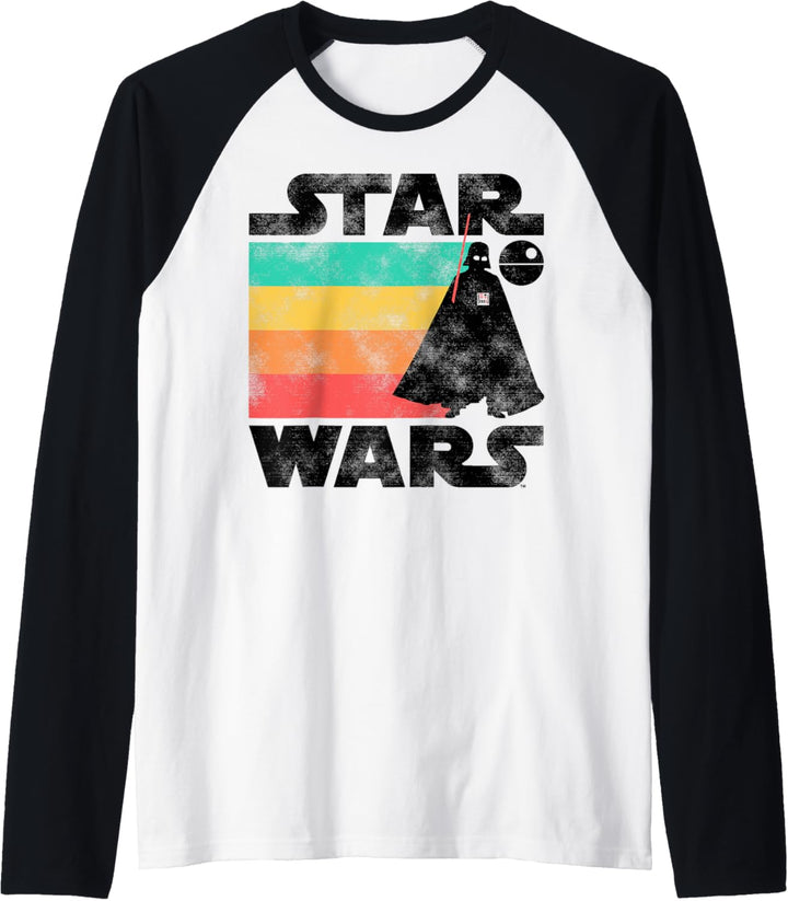 Star Wars Darth Vader Retro Stripes Baby Death Star Raglan