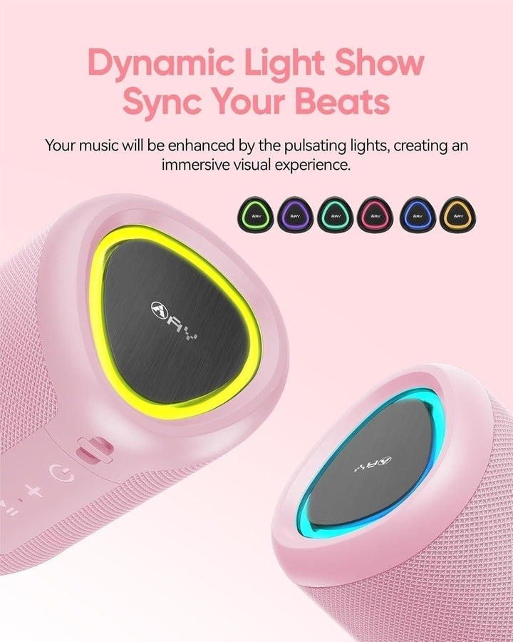 AY Tragbarer Bluetooth Lautsprecher mit Licht, Musikbox Bluetooth mit Leistungsstarker Kristallklare