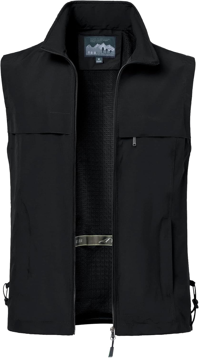 MeiLayM Herren Outdoor Angelweste Multi Pocket Weste Sommer Schnell Trocknende Weste Sport Reissvers
