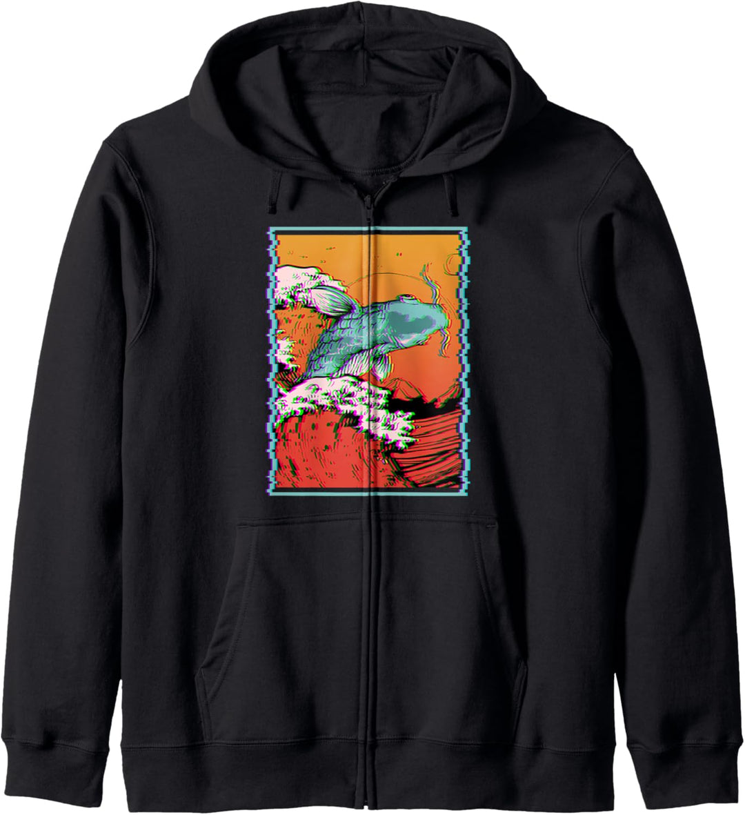 Koi Fisch Karpfen Angler Japanese Great Wave Off Kanagawa Kapuzenjacke