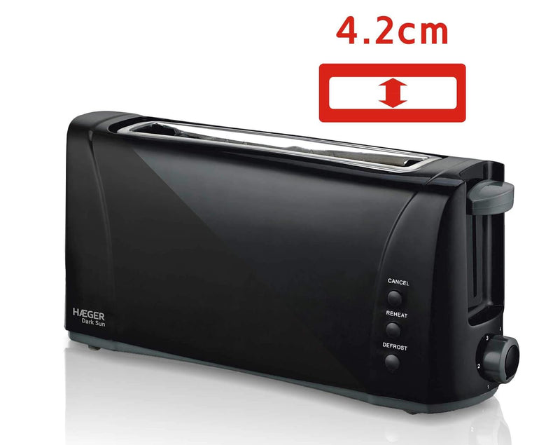 HAEGER Dark Sun 1000W Multifunktions-Toaster mit Steckplätzen, 6 Positionen und Fach Schwarz