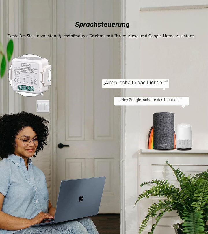Yueyang 16A Zigbee-Schalter mit Stromverbrauchsmesser, Relais-Leistungsmessung, Smart Control App Sm