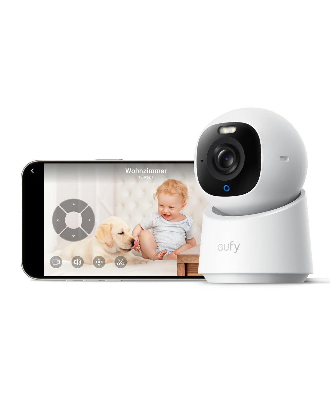 eufy Innenkamera E30, Neue Generation, 4K UHD-Überwachungskamera innen, Haustier-/Babykamera mit Pho
