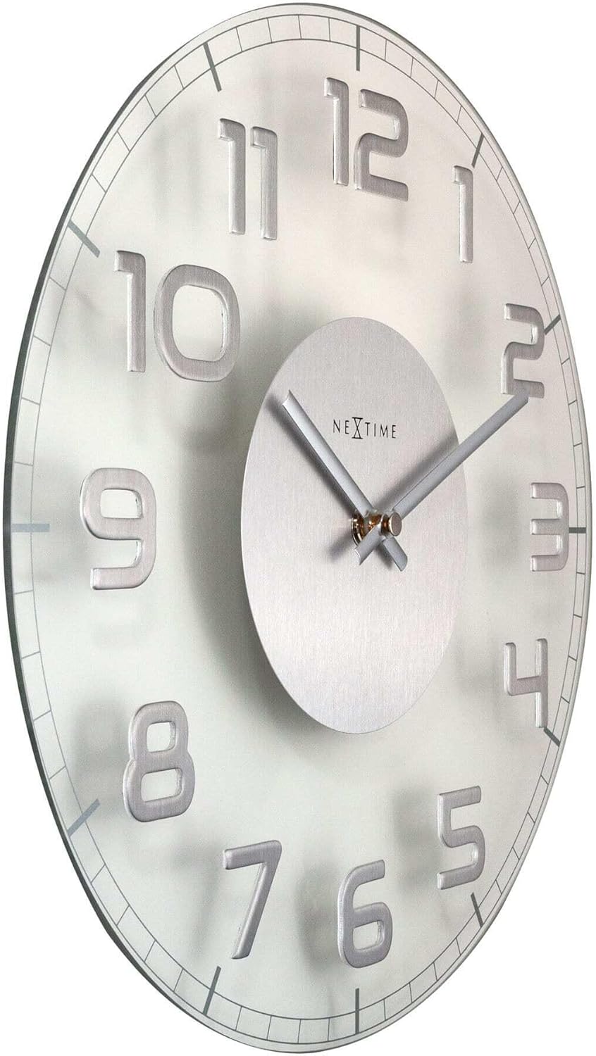 NeXtime 8817ZW Wanduhr CLASSY ROUND, lautlos, rund, aus Glas, Schwarz, ø 30 cm