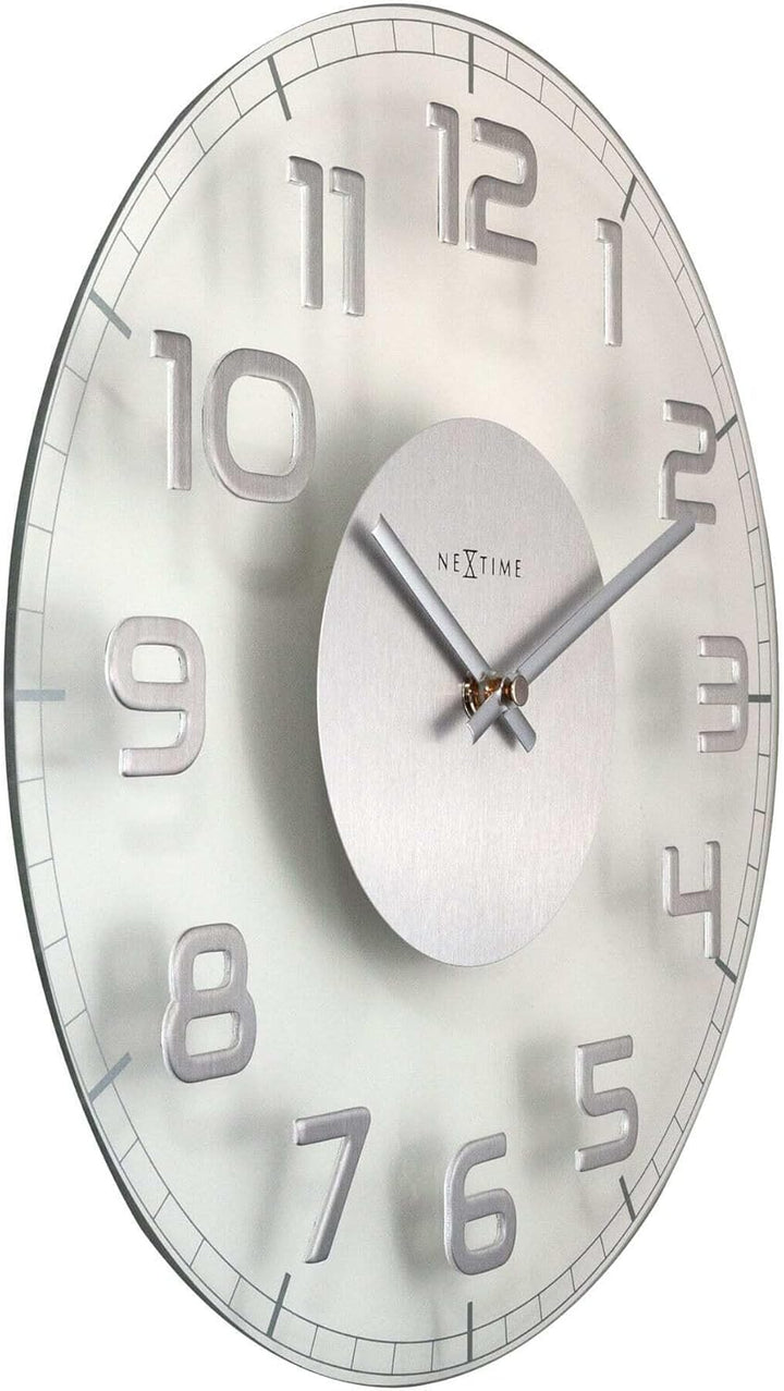 NeXtime 8817ZW Wanduhr CLASSY ROUND, lautlos, rund, aus Glas, Schwarz, ø 30 cm