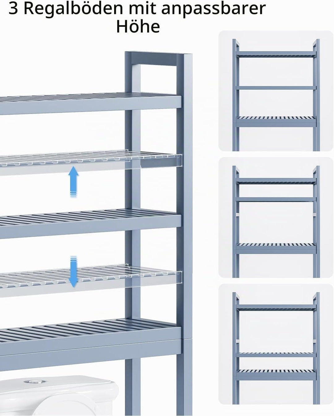 SMIBUY Badezimmer-Aufbewahrungsregal, Bambus-Über-der-Toilette-Organizer-Rack, freistehender WC-Plat
