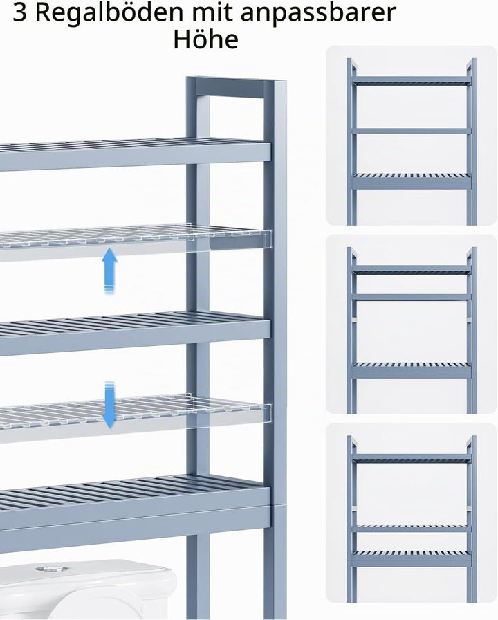 SMIBUY Badezimmer-Aufbewahrungsregal, Bambus-Über-der-Toilette-Organizer-Rack, freistehender WC-Plat