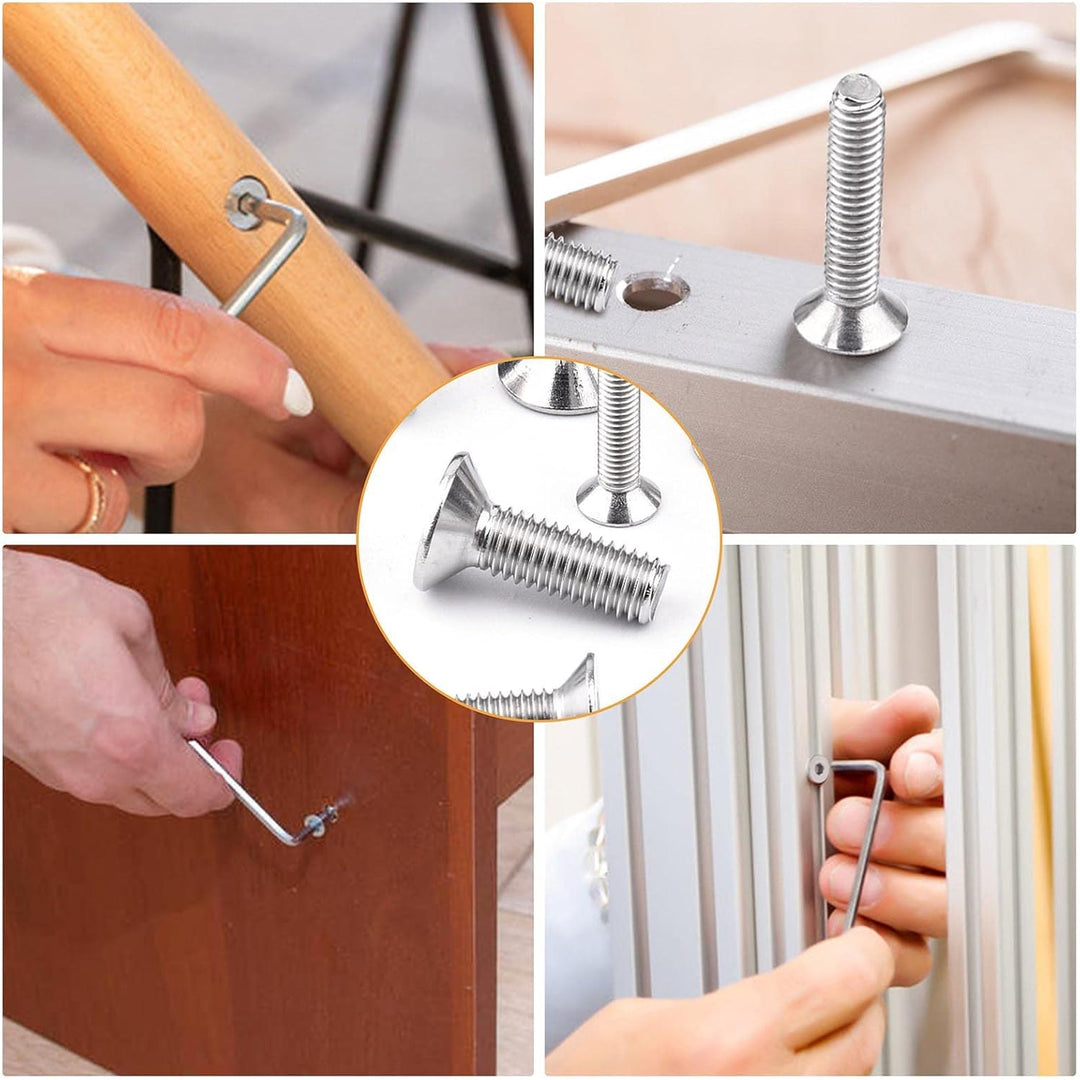 VIGRUE 1120PCS M3 M4 M5 M6 Senkkopfschrauben mit Innensechskant Hex flach-Knopf Schraube Set A2-70Ed