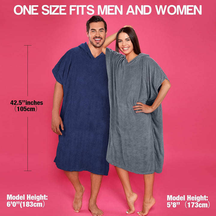 Kato Tirrinia Mikrofaser Frottee Surf Poncho Handtuch Badeponcho Bademäntel Sauna Damen Herren, Gros