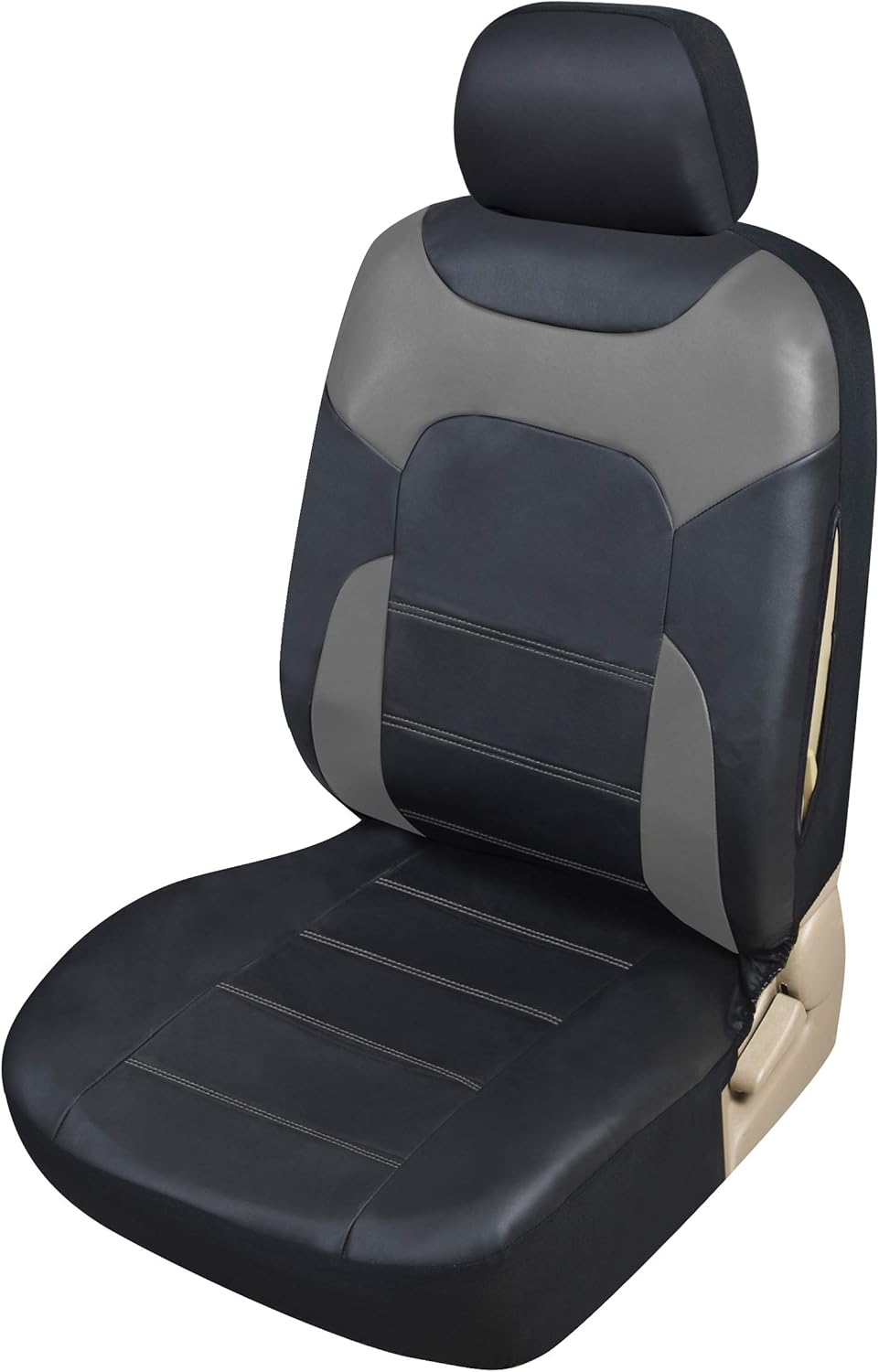Upgrade4cars Auto-Sitzbezüge Set Leder-Optik Universal Grau | Auto-Schonbezüge Set für Sommer &amp; Wint