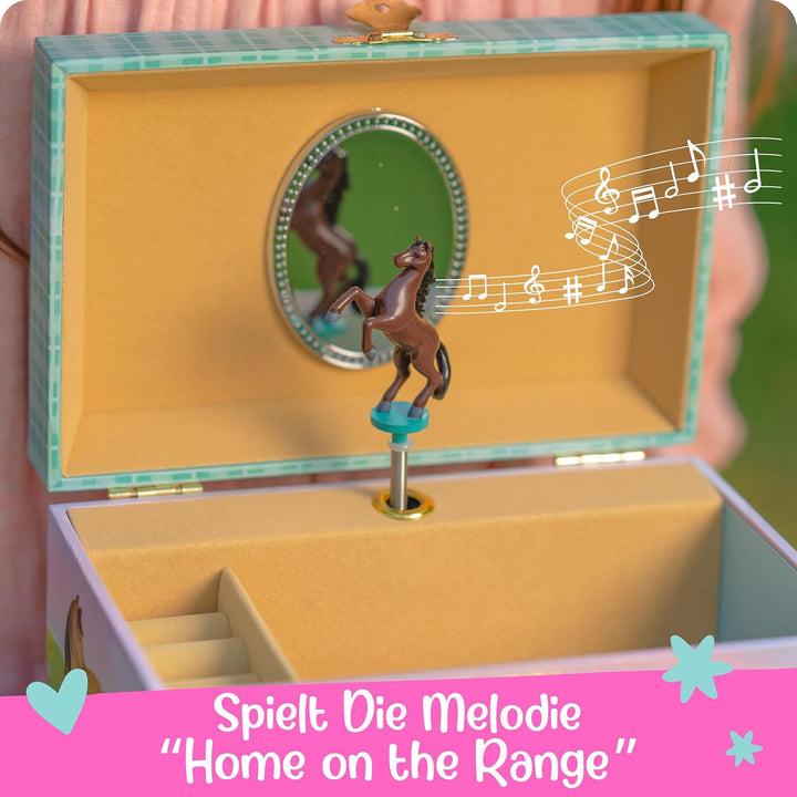 Giggle & Honey Musik Schmuckschatulle - Pferdspielzeug für Mädchen 4-6 Jahre, Geschenke Pferd und Ki