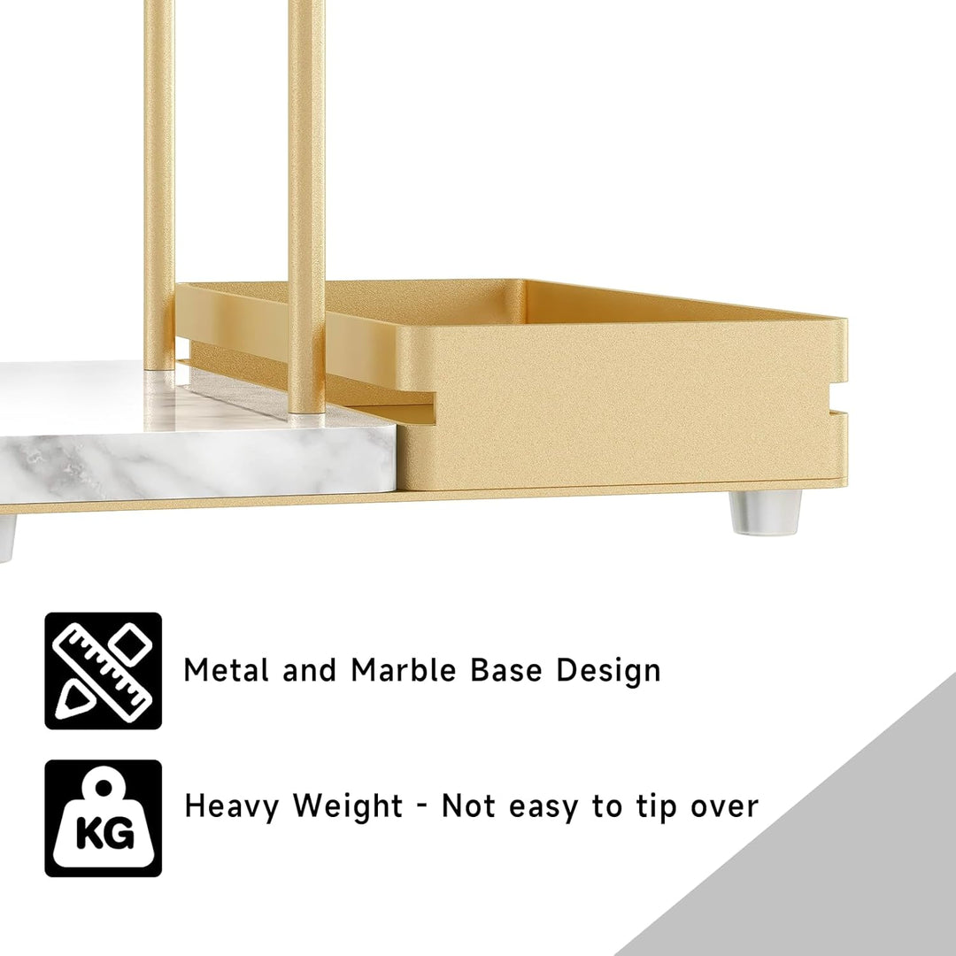 Serviettenhalter Golden, Serviettenhalter aus Metall & Marmor Serviettenspender mit Caddy für Tisch