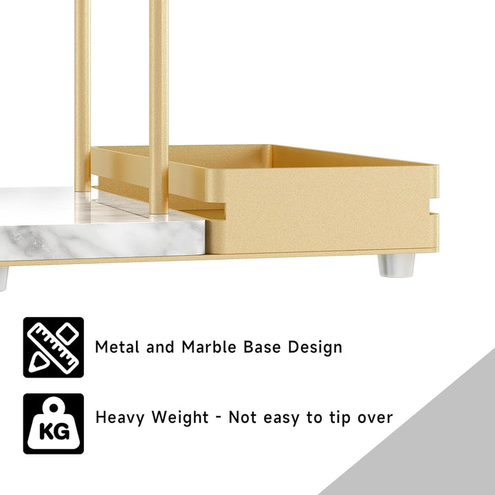 Serviettenhalter Golden, Serviettenhalter aus Metall & Marmor Serviettenspender mit Caddy für Tisch