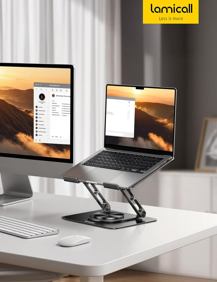 Lamicall Laptop Ständer, Verstellbarer Laptopständer - [360° Drehbar] Faltbarer Alu Notebook Ständer
