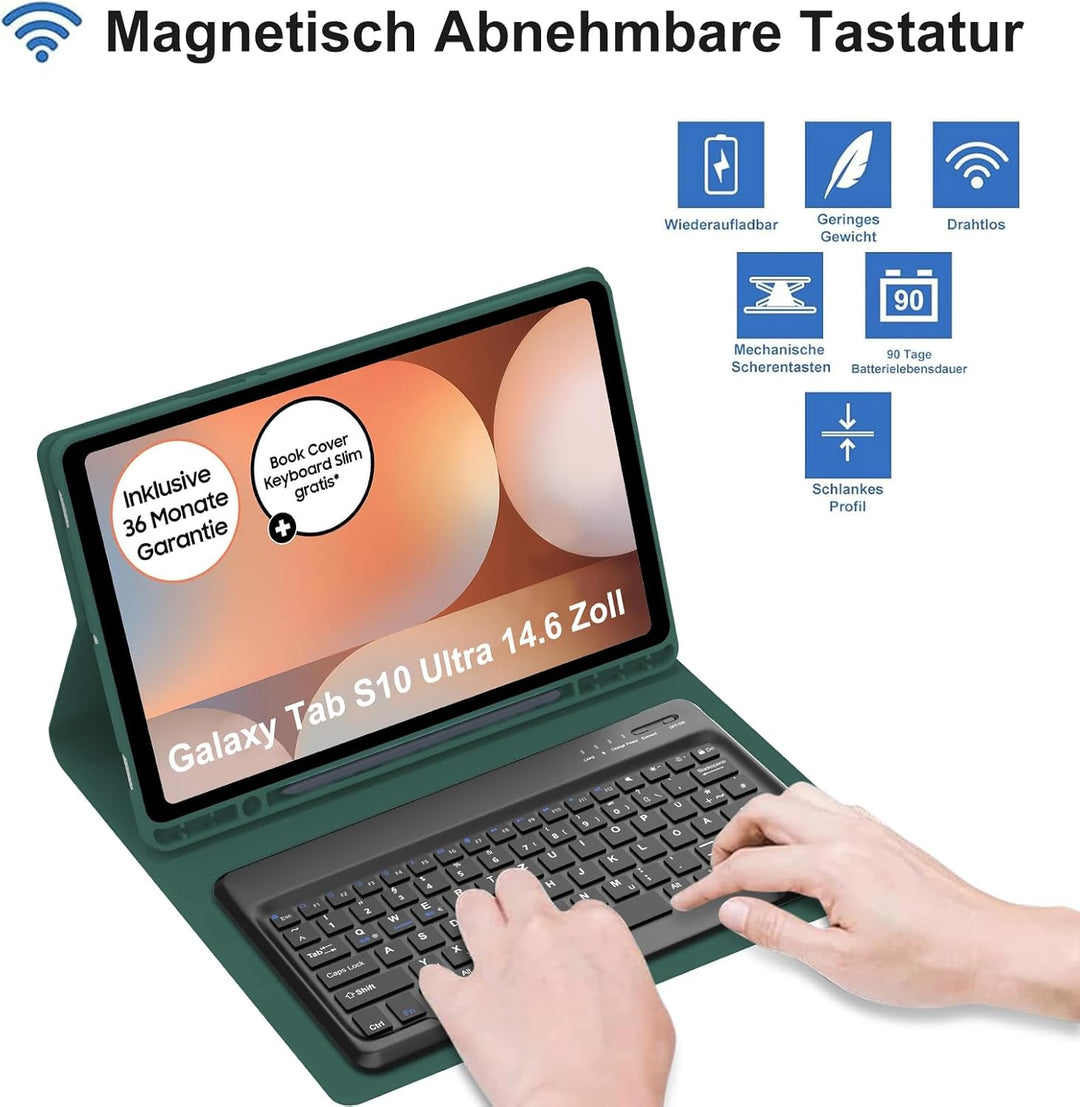 IVEOPPE Tastatur für Samsung Galaxy Tab S10 Ultra 2024, Hülle mit Tastatur Galaxy Tab S10 Ultra/S9 U