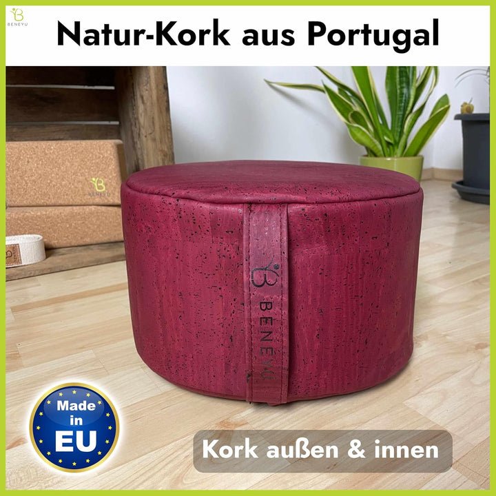 Meditationskissen 𝒂𝒖𝒔 𝑲𝒐𝒓𝒌 - Made in EU (𝐏𝐨𝐫𝐭𝐮𝐠𝐚𝐥) - Wasserabweisendes &amp; Formstabiles Kork Yogakisse