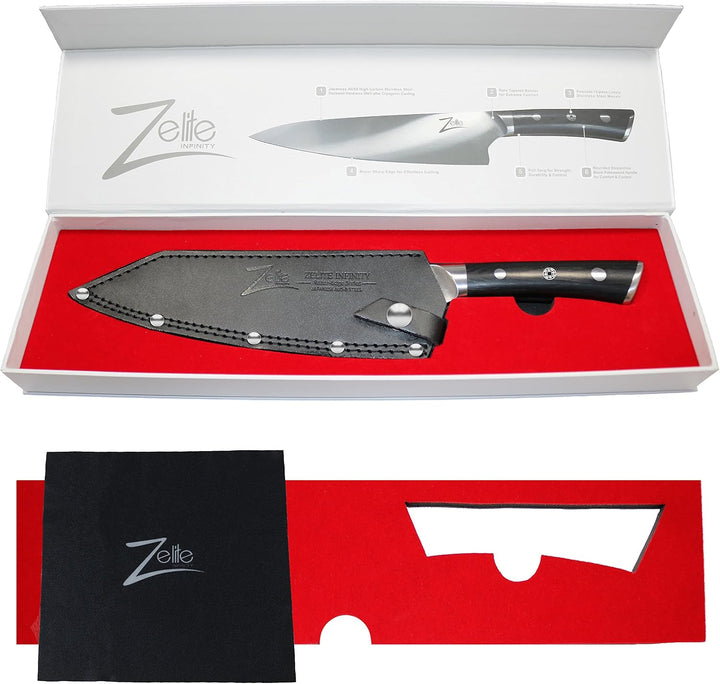 Zelite Damastmesser Set, Scharfes Küchenmesser &amp; Etui, 20,3 cm Japanisches Messer für Zuhause &amp; Gast