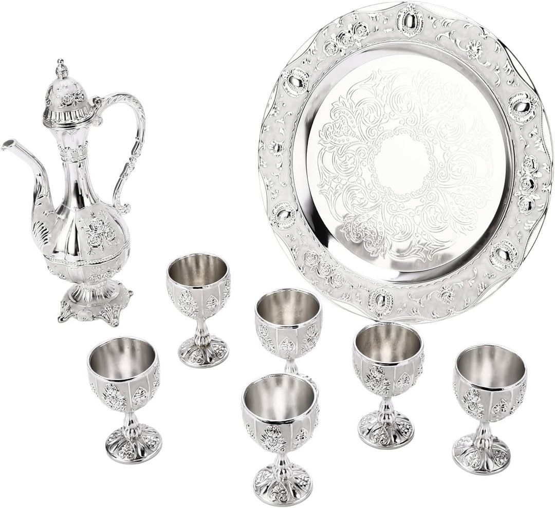 Vintage Exquisite Metall Weinglas Krug Set,Retro Türkischen Europäischen Stil Kunsthandwerk Teekanne