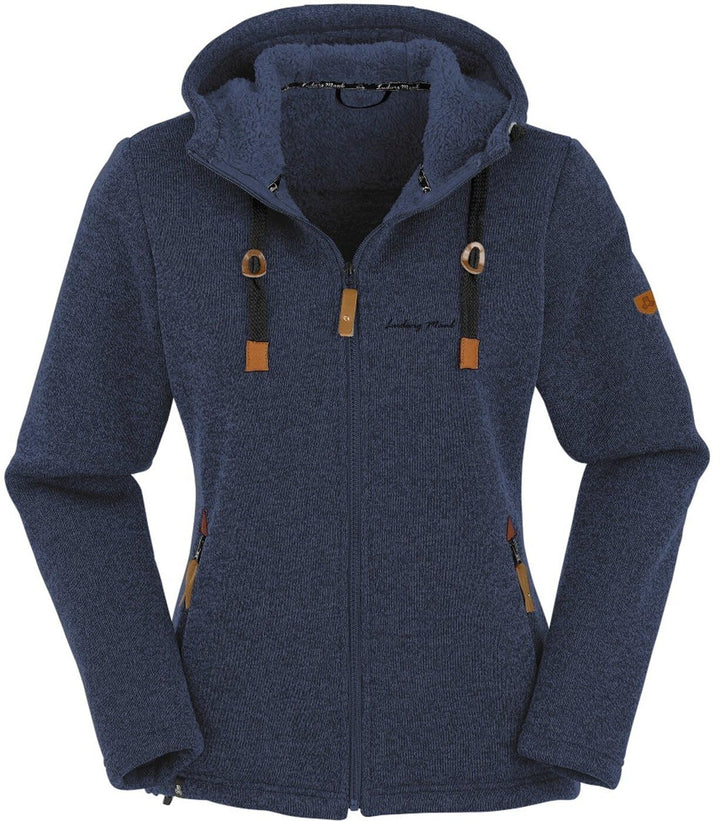 Maul Damen Chieming mit Kapuze Polar-strickfleece Jacke 38 Blau, 38 Blau