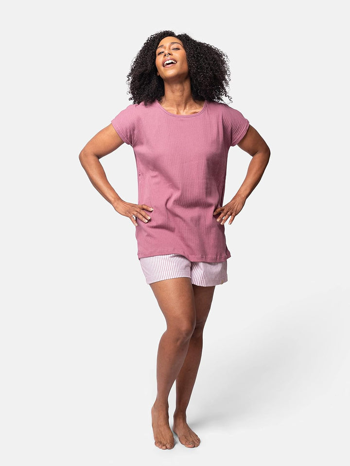 Damen Camiseta de Derby-Rib, Certificado Gótico Pyjamaoberteil Grape 36, Grape 36