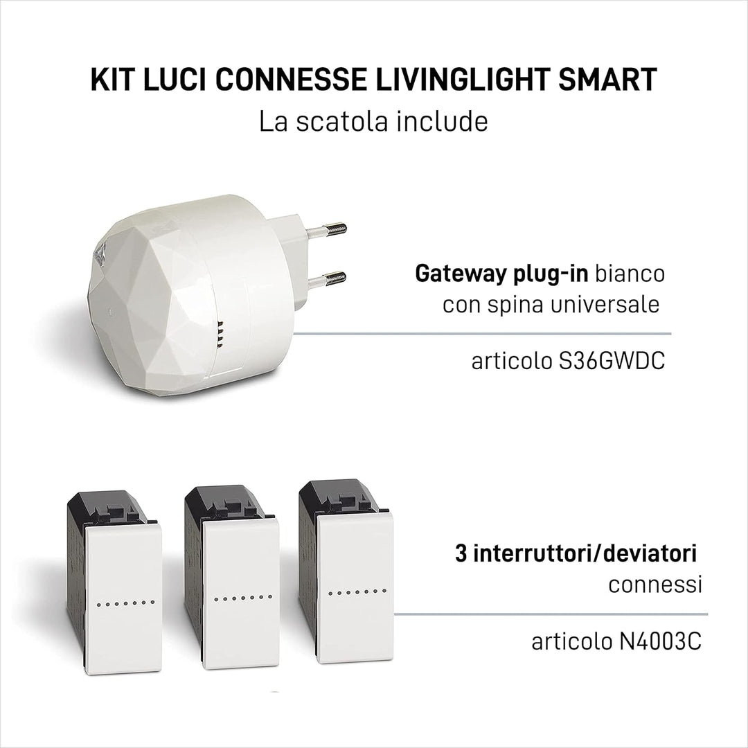 Bticino Livinglight Smart SN3601KIT Beleuchtungsset zum Ein- und Ausschalten der Lichter per App ode