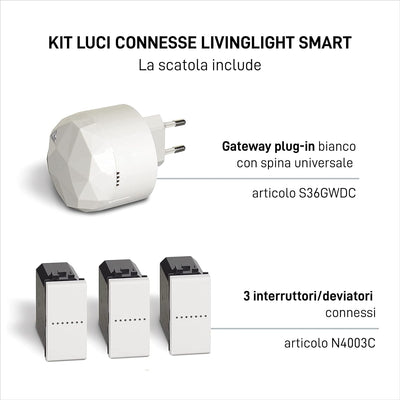 Bticino Livinglight Smart SN3601KIT Beleuchtungsset zum Ein- und Ausschalten der Lichter per App ode