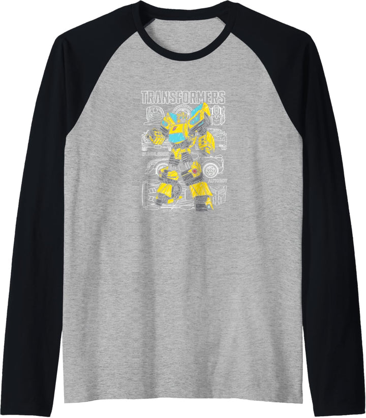 Transformers Bumblebee Doodled Background Raglan