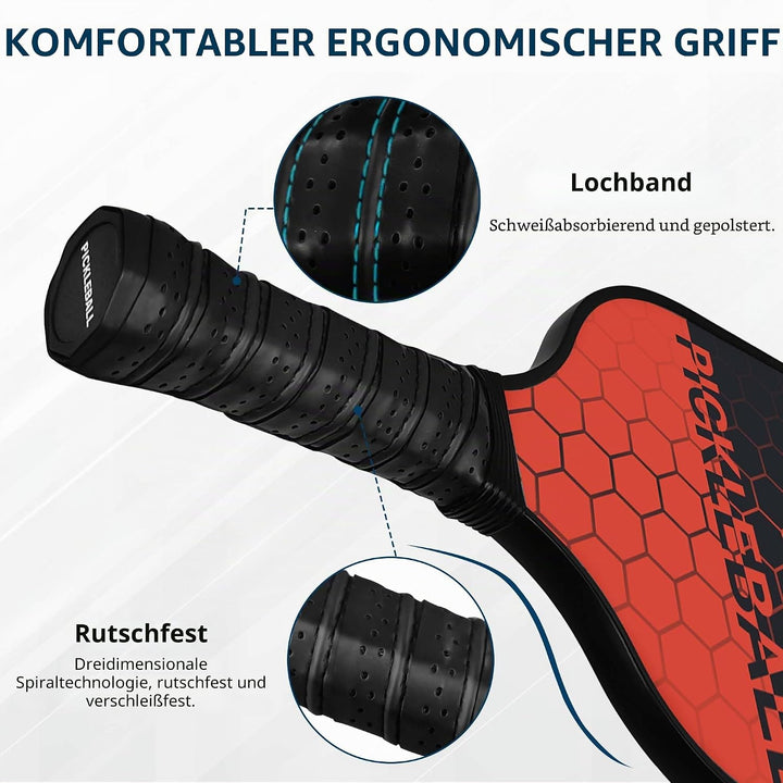 Pickleball Set, Pickleball Schläger mit Fiberglas Oberfläche Pickle Ball Paddles mit 4 Bällen Ausrüs