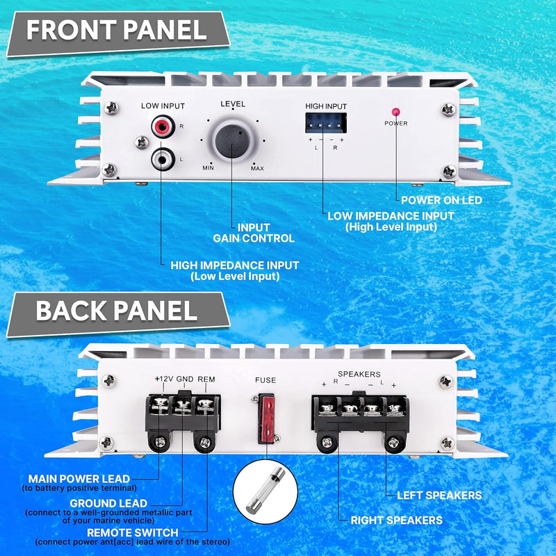 Pyle 2 Kanal 240 Watt Wasserdicht Marin Verstärker