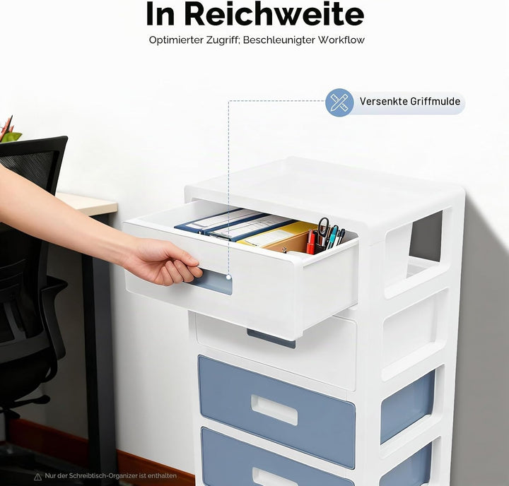 Schubladenschrank Kunststoff mit Rollen,Rollcontainer mit Schubladen Wagen,6-Schubladen-Aufbewahrung