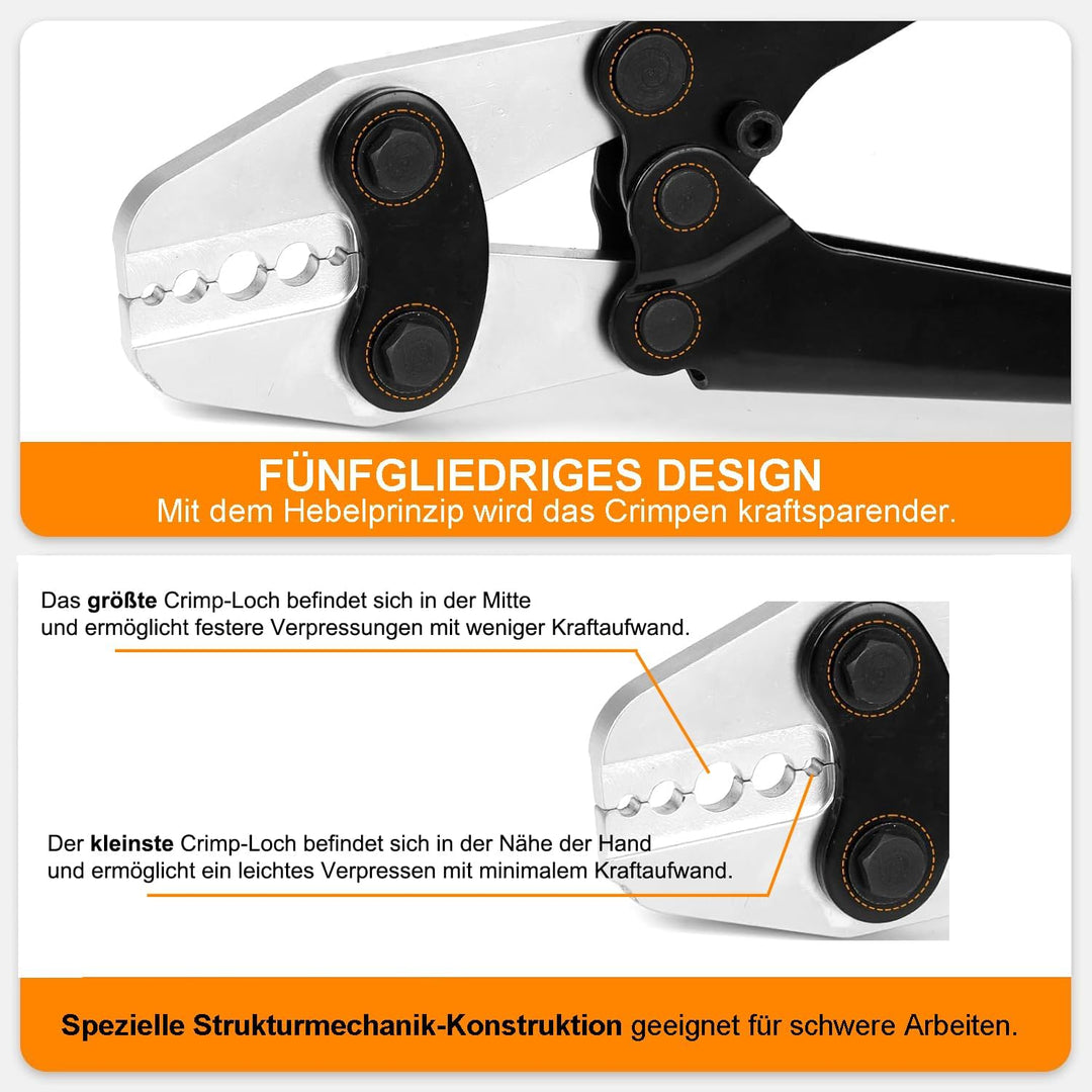 KF CPTEC Drahtseil Crimpzange 1/16"–3/16" (1,58–5,0 mm) – Hülsen Presszange/Quetschzange für Alumini