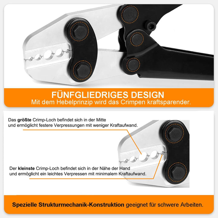 KF CPTEC Drahtseil Crimpzange 1/16"–3/16" (1,58–5,0 mm) – Hülsen Presszange/Quetschzange für Alumini