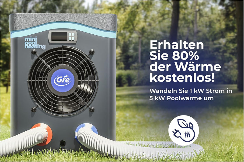 Gre HPM40 HPM40-Mini-Wärmepumpe für Aufbau-Pool bis zu 40 m3, blau, 40 m3