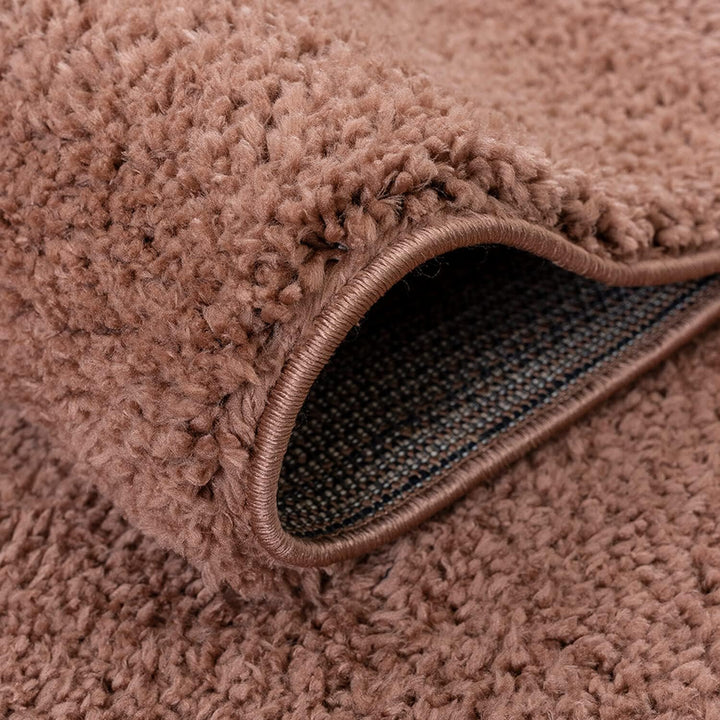 carpet city Polyester Shaggy Teppich Hochflor Wohnzimmer - 150x150 cm Quadratisch - Einfarbig Rosé -