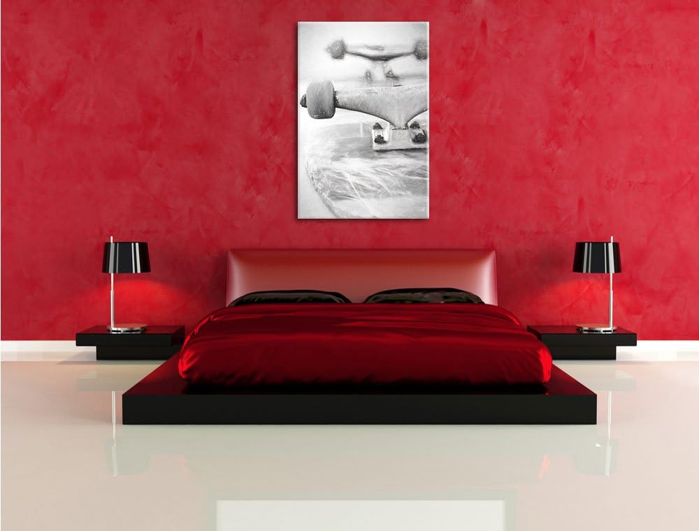 Skateboard Kohle Effekt, Format: 100x70 auf Leinwand, XXL riesige Bilder fertig gerahmt mit Keilrahm