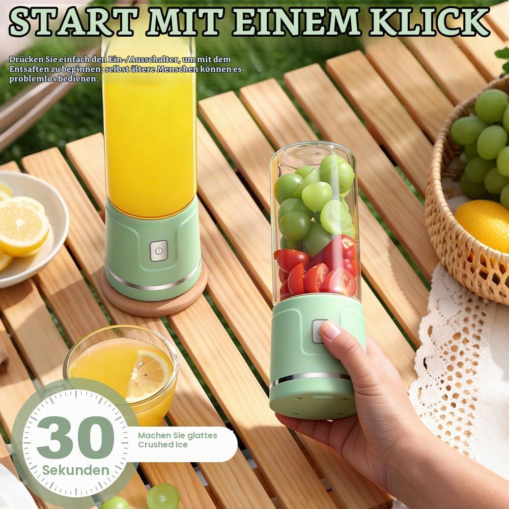 Tragbarer Mixer Smoothie Maker To Go, SGZIOO 450 ML Portable Blender, 38 Klingen, Kleiner Mixer Für