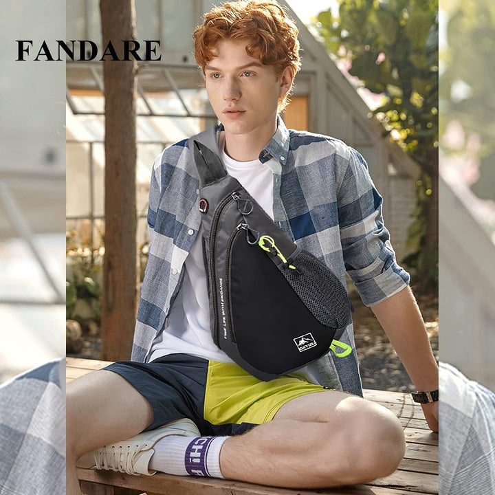 FANDARE Leicht Brusttasche Sling Rucksack Schultertasche Chest Bag Crossbody Umhängetasche Sporttasc