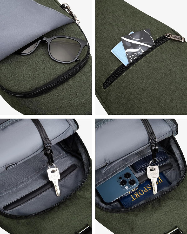 WATERFLY Anti-Diebstahl Sling Bag für Damen und Herren Brusttasche Hippie Crossbody Bag Multipurpose