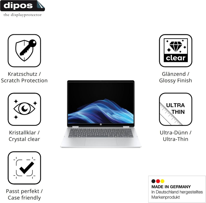 dipos I 2x Schutzfolie klar passend für HP OmniBook 5 Flip 14-FP0254ng Folie Displayschutzfolie, Ult