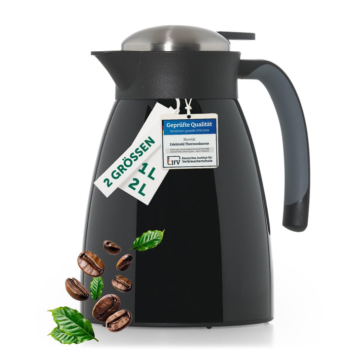 Blumtal Thermoskanne 1l - BPA-freie Teekanne mit Quick Tip Verschluss - auslaufsichere Kaffeekanne t
