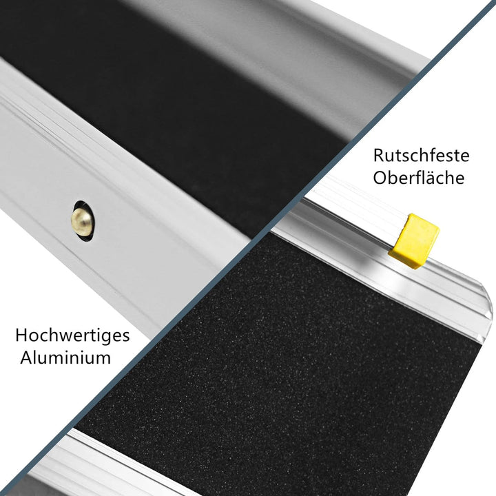 GYMAX 2 x Auffahrrampe Alu, Rutschfeste Auffahrschiene Teleskoprampe, Laderampe Rollstuhlrampe bis 2