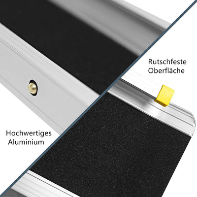 GYMAX 2 x Auffahrrampe Alu, Rutschfeste Auffahrschiene Teleskoprampe, Laderampe Rollstuhlrampe bis 2