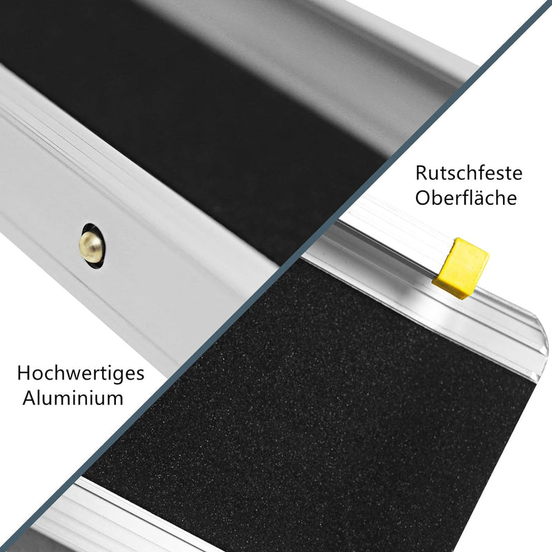 GYMAX 2 x Auffahrrampe Alu, Rutschfeste Auffahrschiene Teleskoprampe, Laderampe Rollstuhlrampe bis 2